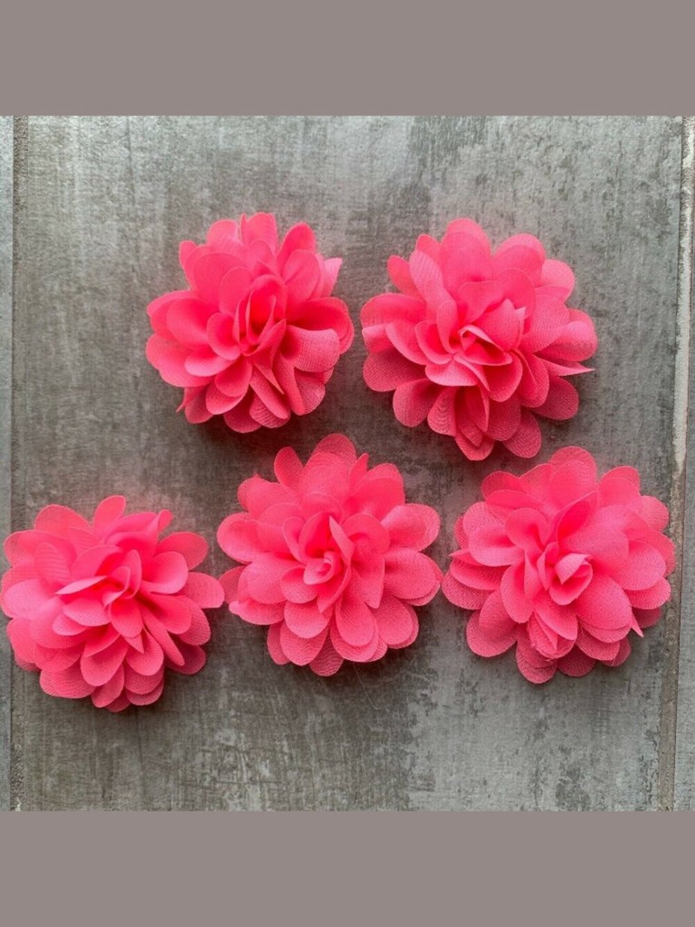 Handmade Set of 5 Chiffon Flower Fridge Refrigerator Magnets Boho Decor Hot Pink